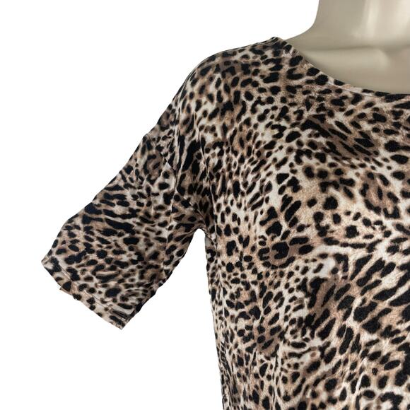 Soma Short Sleeve Animal Printed Soft Jersey Mini Dress Brown Black Size S - Picture 3 of 7